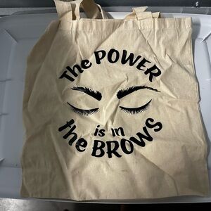 Beige Tote Bag with Black Print